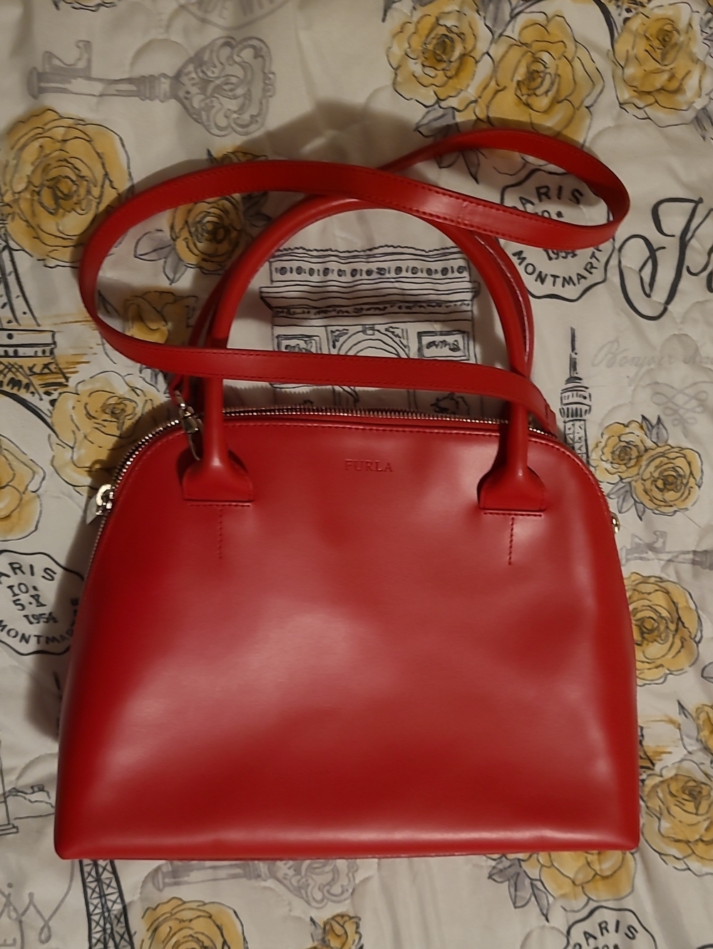 Furla Red Dome-Top Leather Satchel